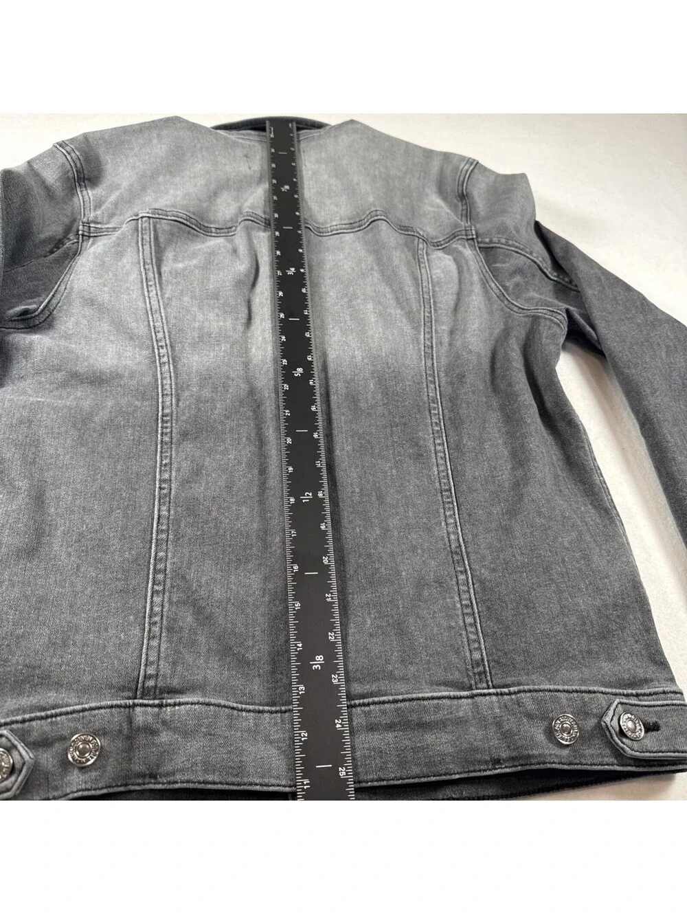 7 For All Mankind Distressed Black Faded Denim Jean Jacket Mens Medium Pre Owned